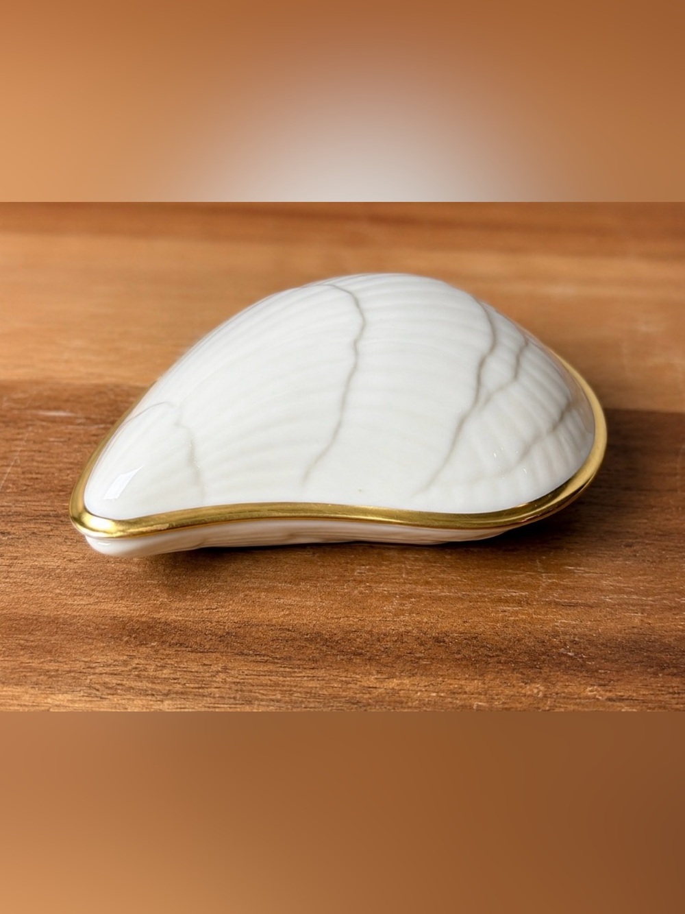 Vintage Lenox Aegean Shell Trinket Box, 24K Gold Trim, Made in USA